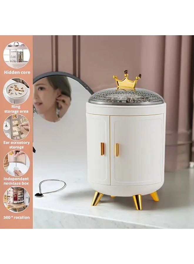 Green Jewelry Organizer with 360 Degree Rotation Large Capacity Cosmetic Storage Box - Image 4